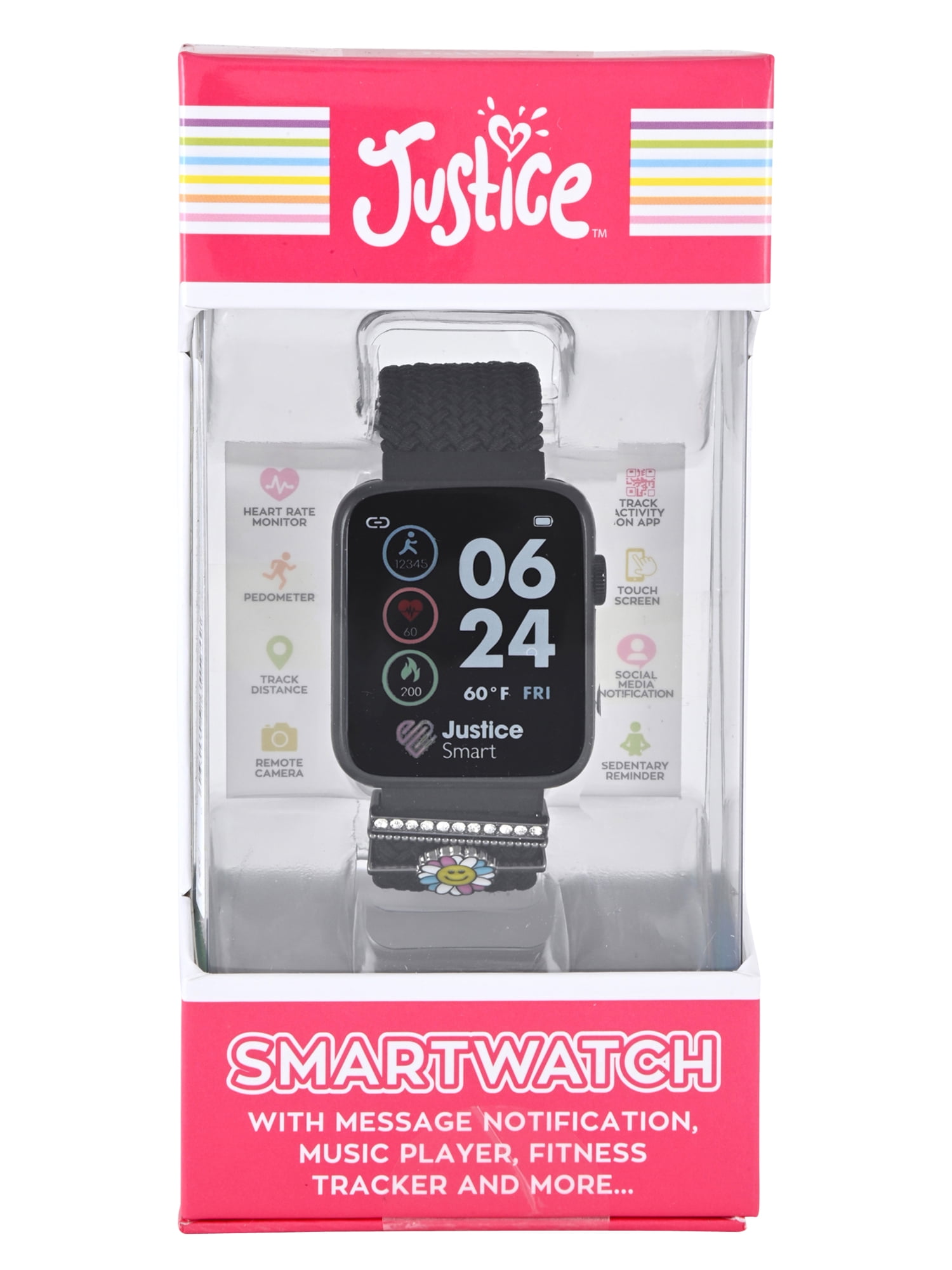 Justice iTime Unisex Child Smart Watch with Black Mesh Magnetic Strap and Black Case 42mm - Image 3