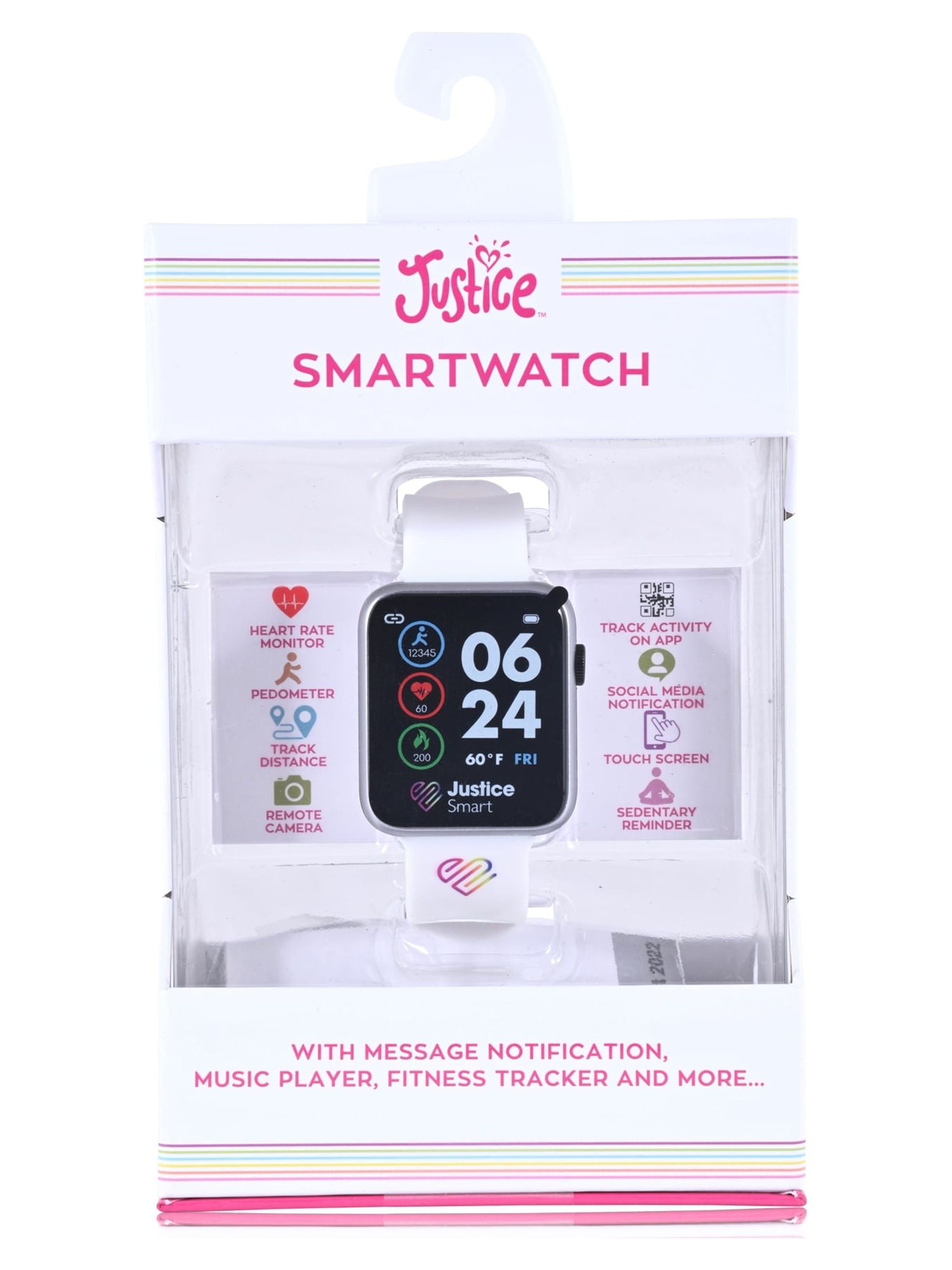 Justice Unisex Child Smart Watch with Silicone Perforated Band in White (JSE4202WM) - Image 3