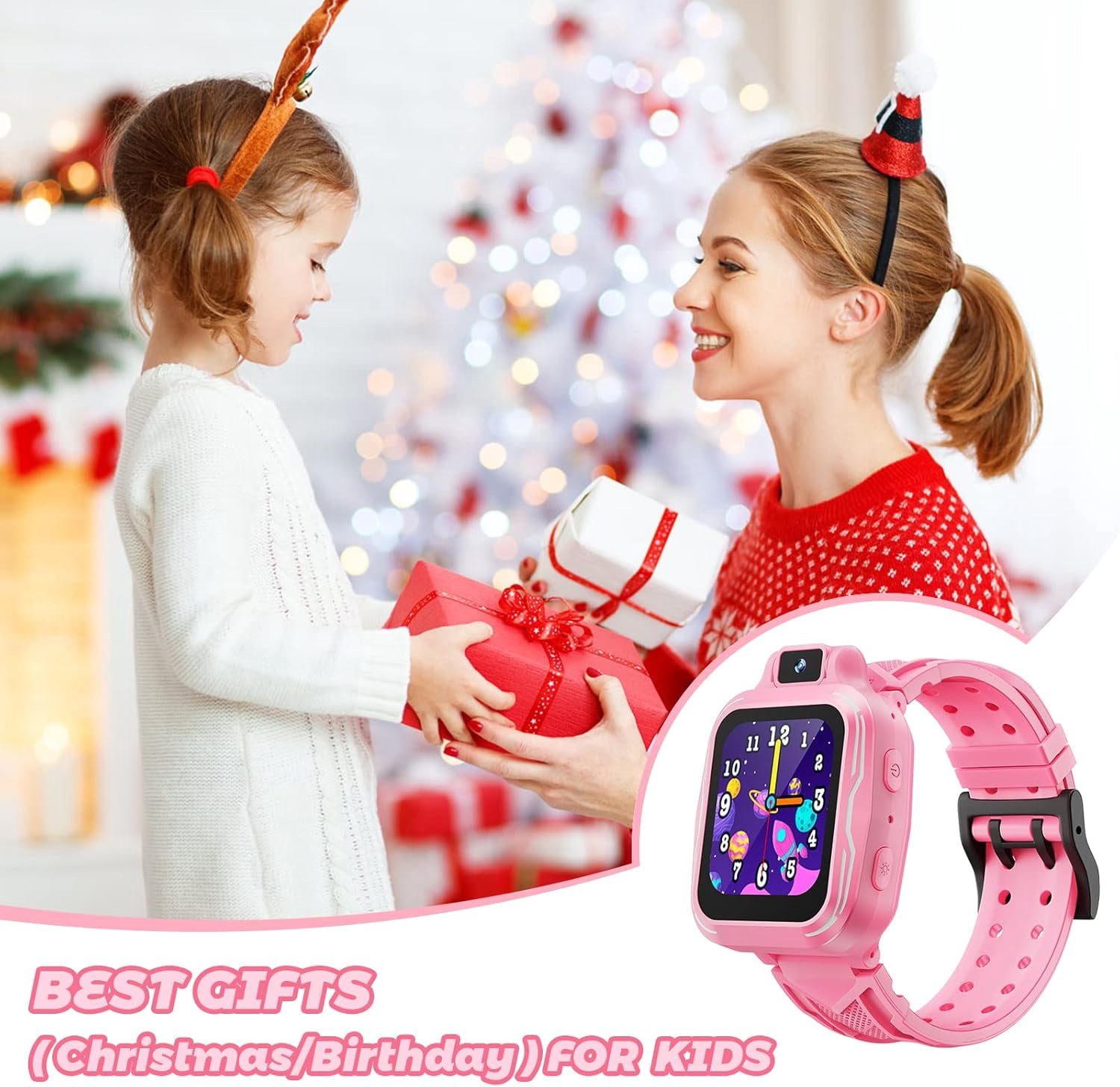 Kids Digital Watch Girls, Best Christmas Birthday Gifts for Age 3 4 5 6 7 8 9 Years Children,Touchscreen Toddler Sport Smart Watch with Camera FM MP3 Pedometer - Light Pink with 32GB SD Card - Image 5