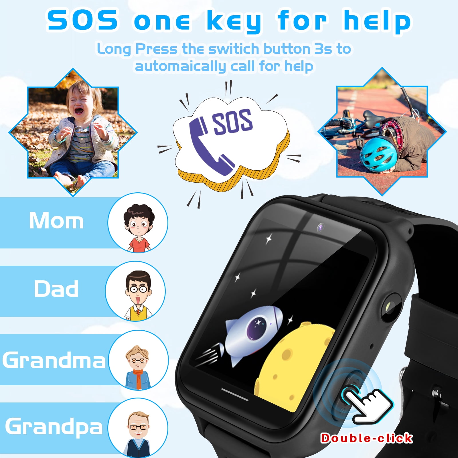 Kids Game Smartwatch, MP3 Player Music Watch Phone with 10 Camera, Alarm, SOS, Camera 2-Way Call Sports Wrist Watch for Boys Girls Holiday Birthday Christmas Gifts Black (with 1GB SD Card) - Image 4