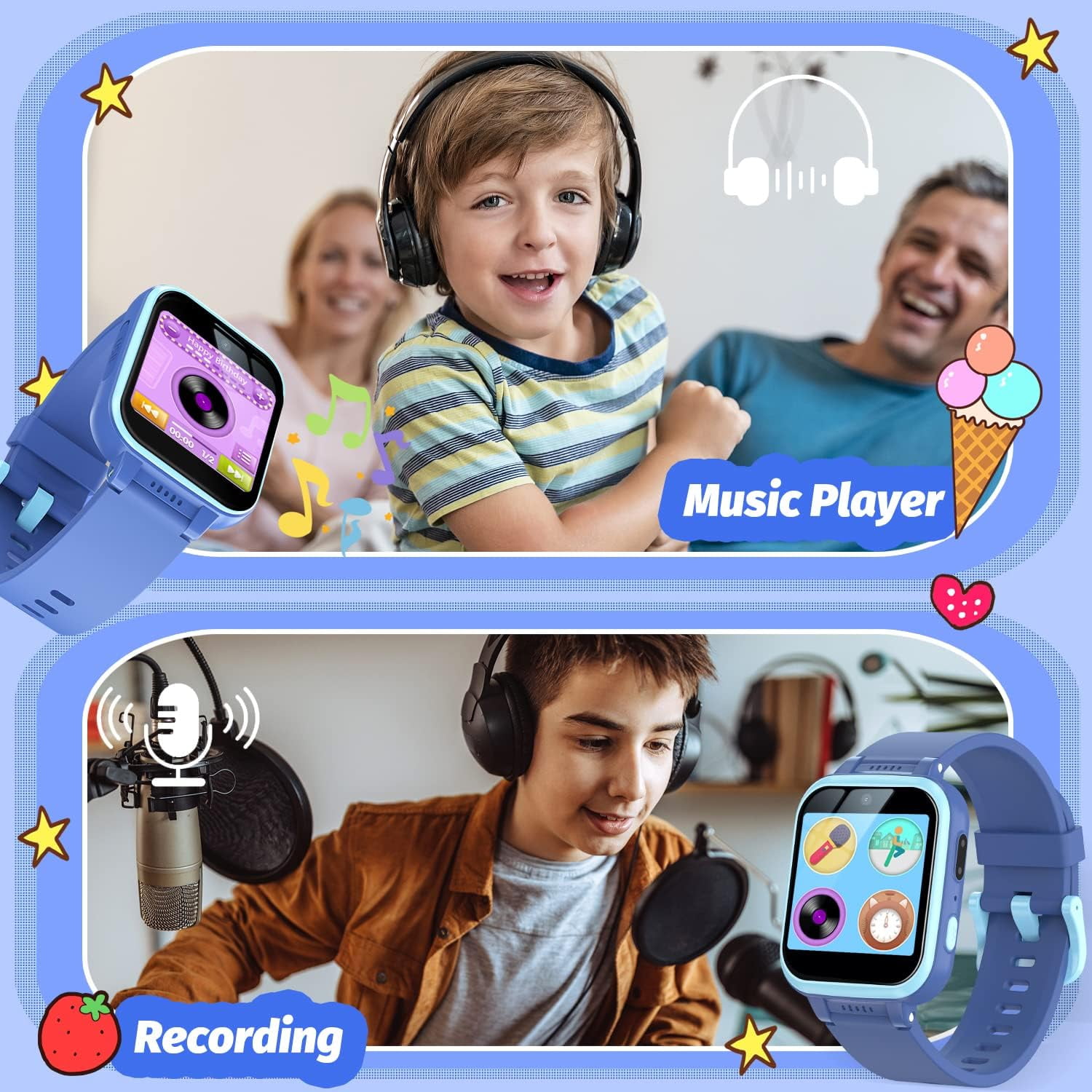 Kids Game Watch Gift with 26 Puzzle Games, Dual Camera, Music Player, Pedometer, Video Recorder, Flashlight, Alarm Clock, Educational Toy for Boys and Girls Age 4-12, Birthday Chritmas Gift - Image 5