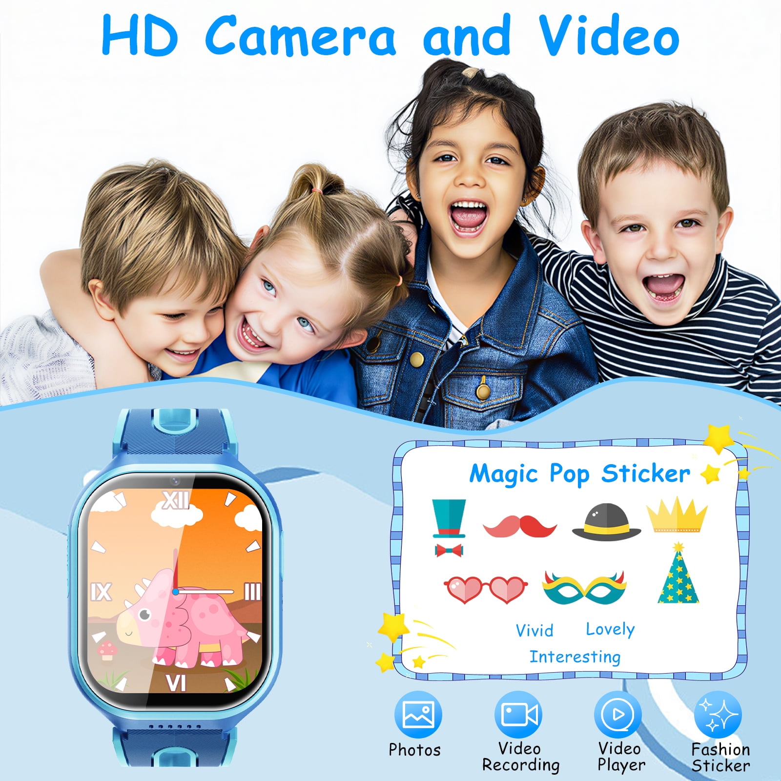 Kids Smart Watch for Boys Girls, 1.83"HD Smartwatch for Kids with Habit Tracker, 26 Games, Video Camera Music Player Pedometer Alarm Clock, Waterproof Smartwatches, Boys Girls Birthday Gift Blue - Image 2