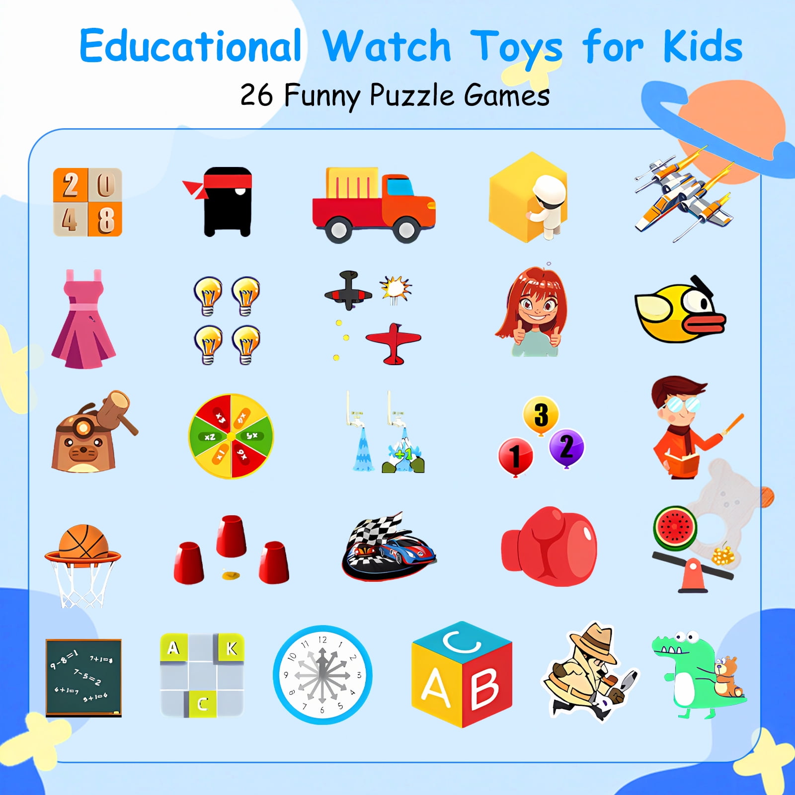 Kids Smart Watch for Boys Girls, 1.83"HD Smartwatch for Kids with Habit Tracker, 26 Games, Video Camera Music Player Pedometer Alarm Clock, Waterproof Smartwatches, Boys Girls Birthday Gift Blue - Image 5