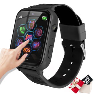 Kids Smart Watch for Boys Girls, Kids Smartwatch with Call SOS 10 Games Camera Music Player Calculator Touch Screen Wristwatch(with 1GB SD Card), Birthday Gift for Kids Aged 4-12 (Black)