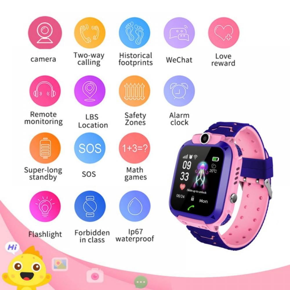 Kids Smart Watch, Waterproof Mother Children GPS Monitor Boy Girls SOS Call Phone, Anti-Lost Child Sports Digital Watches GPS Tracker, Pink - Image 4