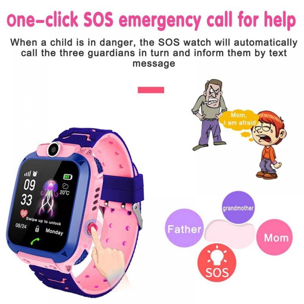 Kids Smart Watch, Waterproof Mother Children GPS Monitor Boy Girls SOS Call Phone, Anti-Lost Child Sports Digital Watches GPS Tracker, Pink - Image 5