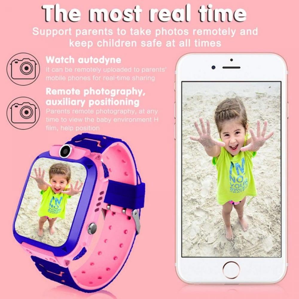 Kids Smart Watch, Waterproof Mother Children GPS Monitor Boy Girls SOS Call Phone, Anti-Lost Child Sports Digital Watches GPS Tracker, Pink - Image 2