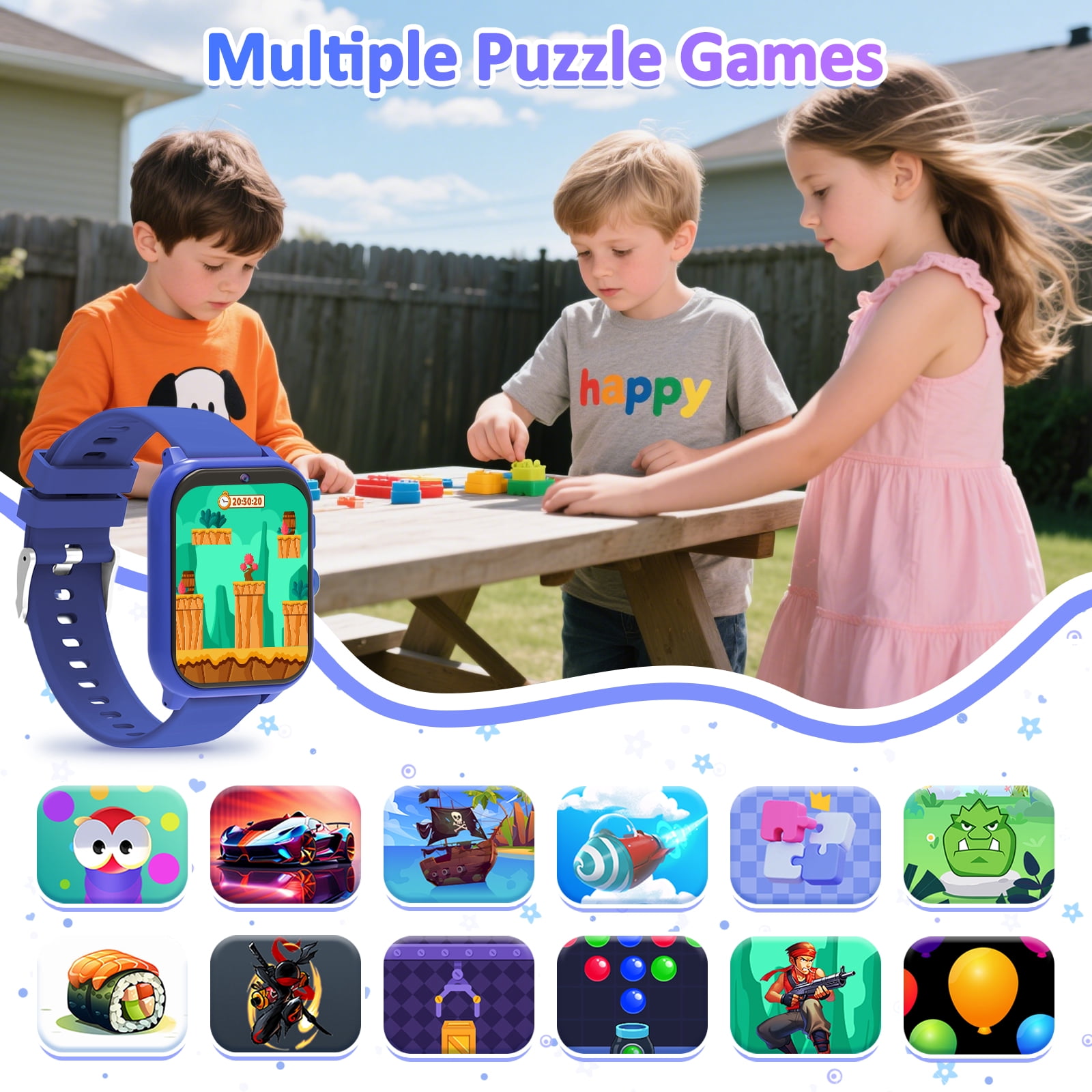 Kids Smart Watch with 1.83" Touch Screen, DIY Watch Face,Pedometer and sleep multifunctional,Educational Birthday Gifts for Boys Girls Ages 4 5 6 7 8+ (Blue) - Image 4
