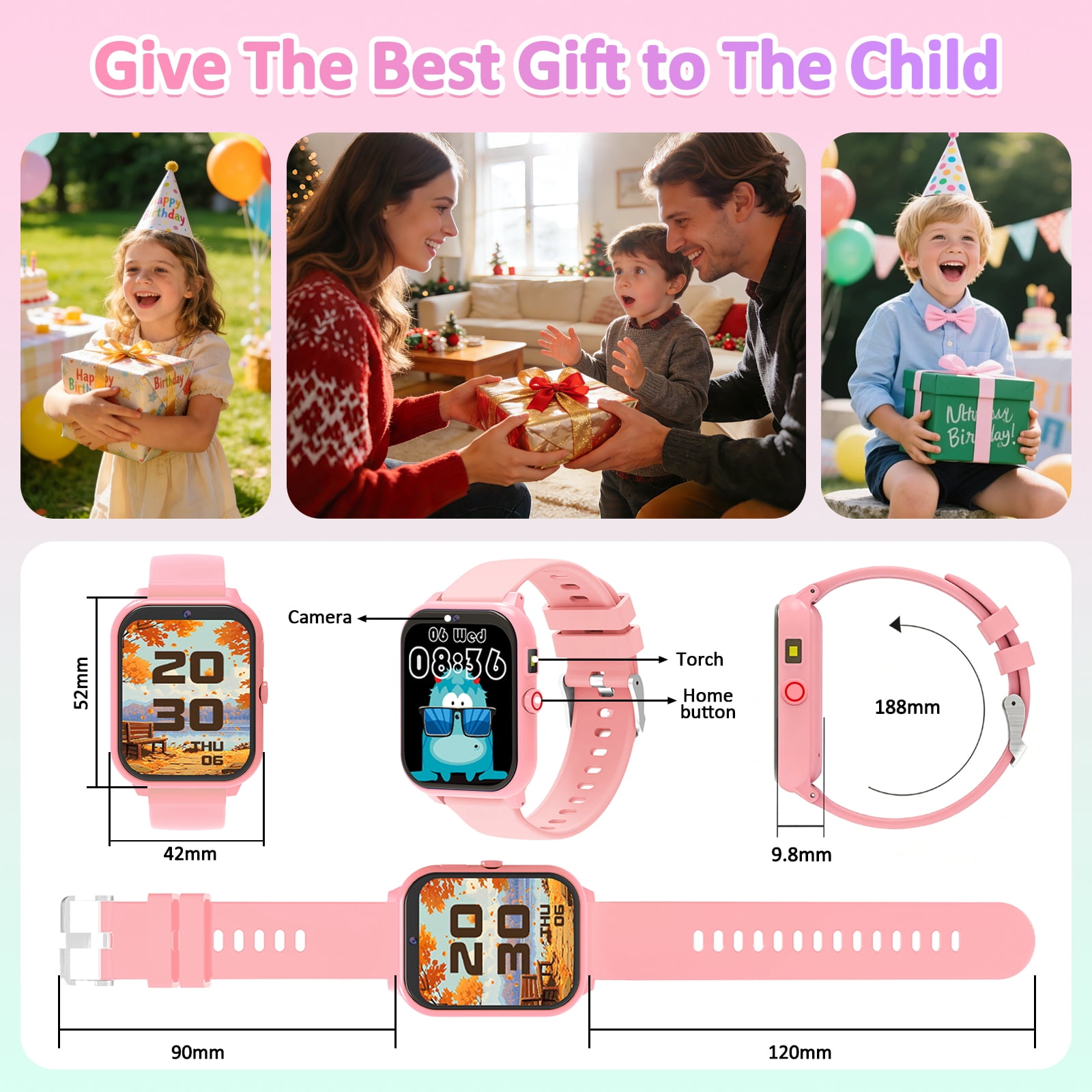 Kids Smart Watch with 1.83" Touch Screen, DIY Watch Face,Pedometer and sleep multifunctional,Educational Birthday Gifts for Boys Girls Ages 4 5 6 7 8+ - Image 3