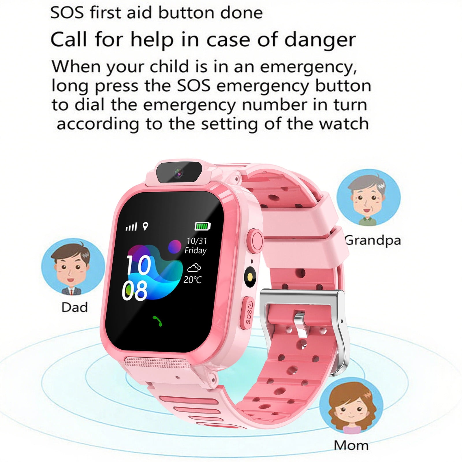 Kids Smart Watch with GPS Tracker, Two-Way Calling Camera, 400mAh Battery, 1.44 Inch Touch Screen, Waterproof, Games Video E-Book for Boys Girls 3-12 Years - Image 4