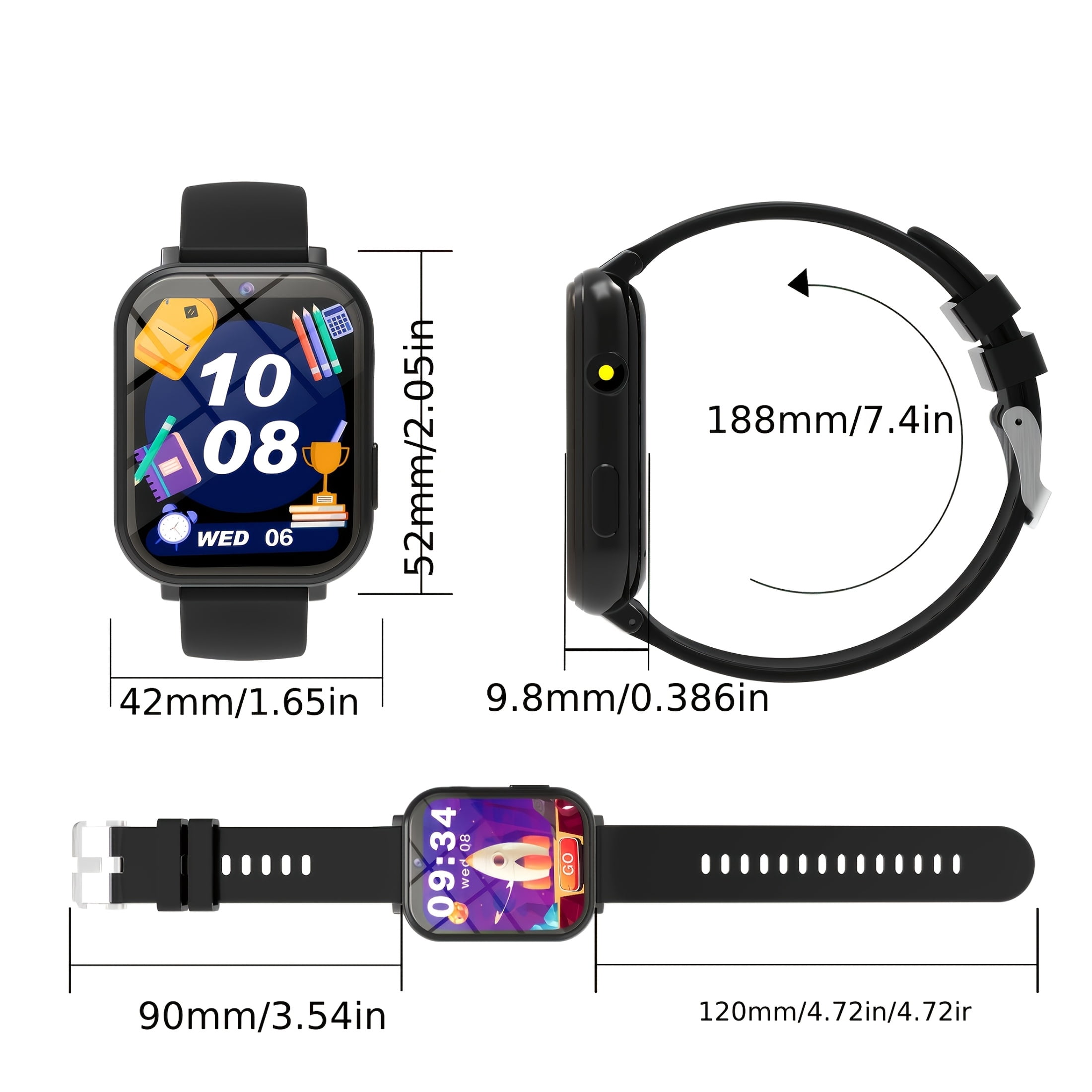 Kids Smart Watch with HD Touch Screen & Built-in Camera, 12 Educational Games, Step Counter, Alarm, Stopwatch, Calculator and Flashlight, Multi-function Daily Activity Smartwatch for Children - Image 3