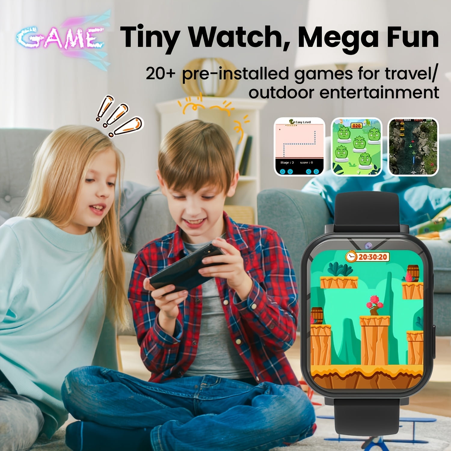 Kids Smart Watch with HD Touch Screen & Built-in Camera, 12 Educational Games, Step Counter, Alarm, Stopwatch, Calculator and Flashlight, Multi-function Daily Activity Smartwatch for Children - Image 5