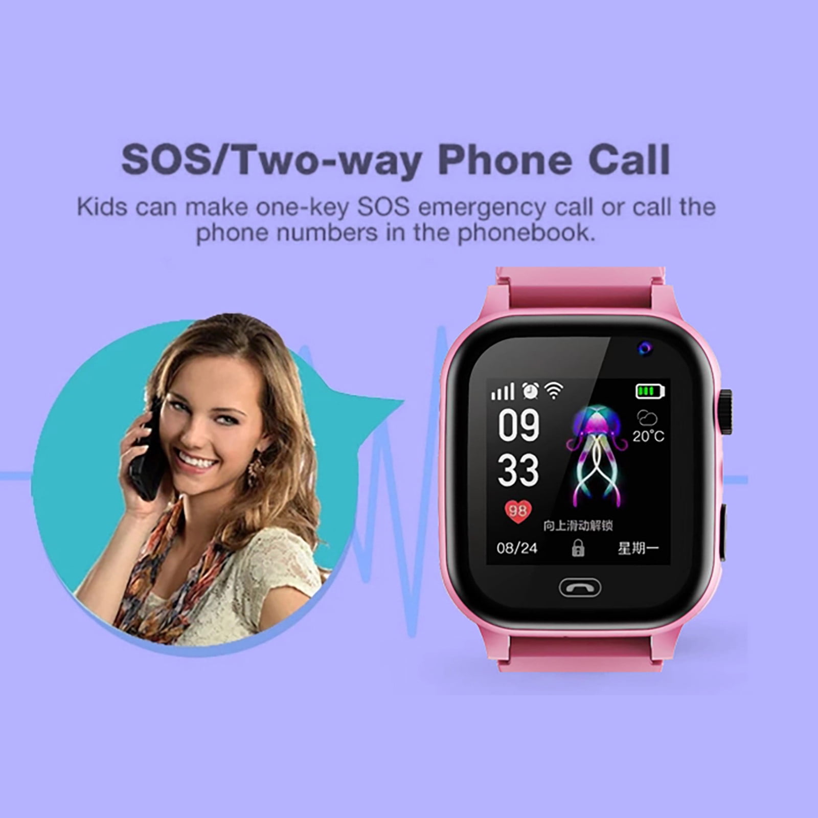 Latrodar S30 Smart Watch For Kids Girls Boys - Smart Watch For Novelty istmas Birthday Gift Pink 3.2x3.2 Inch Home Gadgets