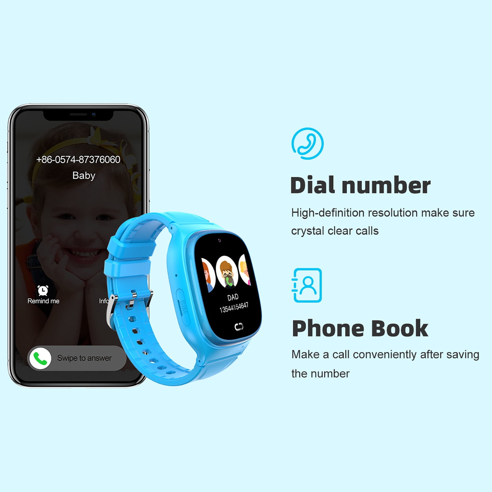 Kids Waterproof Smart Watch Smart Watch for Kids Touchscreen Kids Watches with Video Alarm Camera Toys for Girls Boys 3-12 Years Old Birthday - Image 2