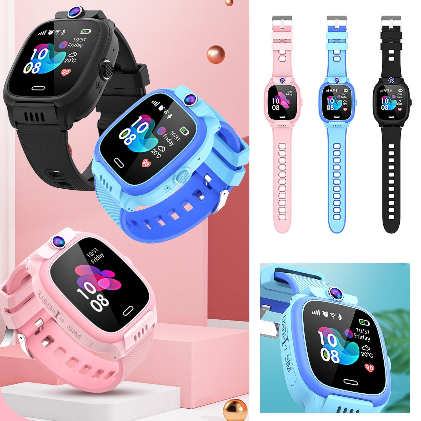 Kids Waterproof Smart Watch Smart Watch for Kids Touchscreen Kids Watches with Video Alarm Camera Toys for Girls Boys 3-12 Years Old Birthday Activity Trackers and Smartwatches - Image 2