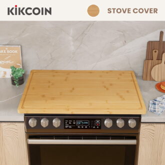 Kikcoin Extra Large Cutting Board, 30-inch Bamboo Stove Top Cover, Noodle Board with Side Handles, Reversible Kitchen Countertop Sink Cover