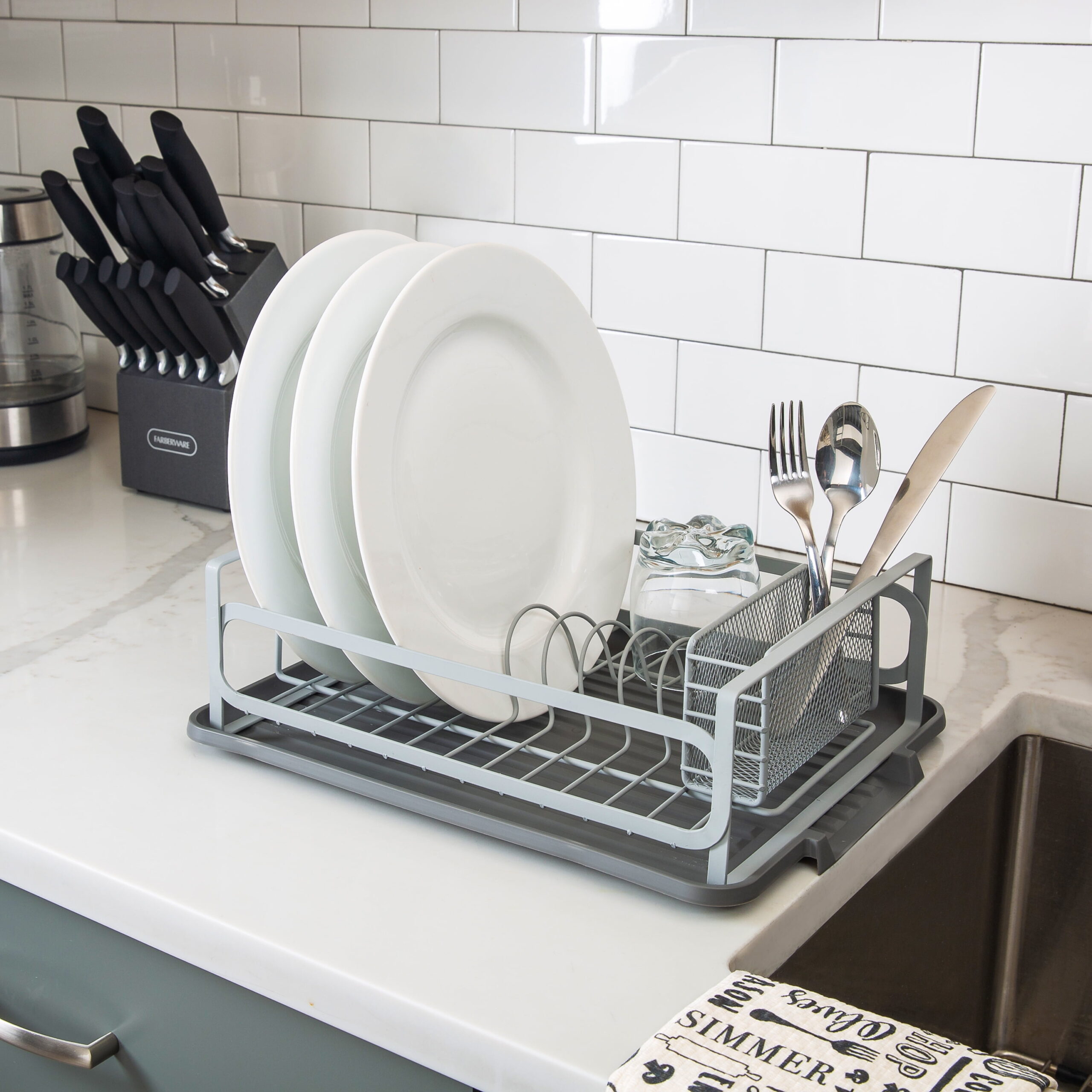 Kitchen Details Small Steel Industrial Collection Dish Rack, Gray - Image 4