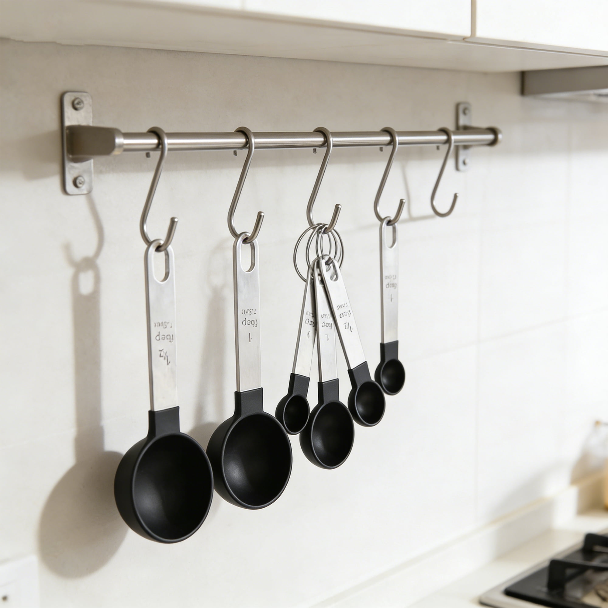Kitchen Stainless Steel Nesting Measuring Spoons and Cups Set, Black,10PCS - Image 5
