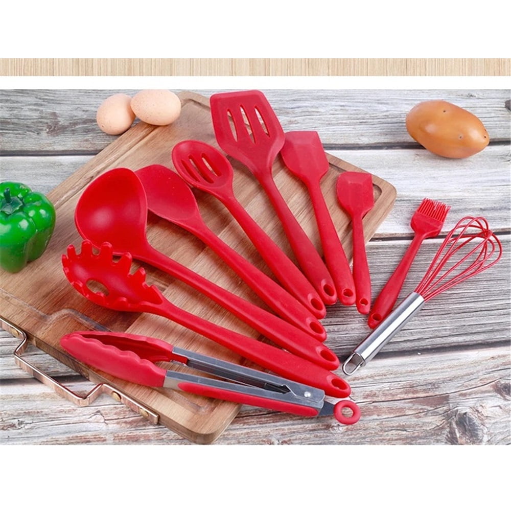 Kitchen Utensil Set - 10 Cooking Utensils - Colorful Silicone Kitchen Utensils - Nonstick Cookware with Spatula Set - Colored Best Kitchen Tools Kitchen Gadgets - Image 5