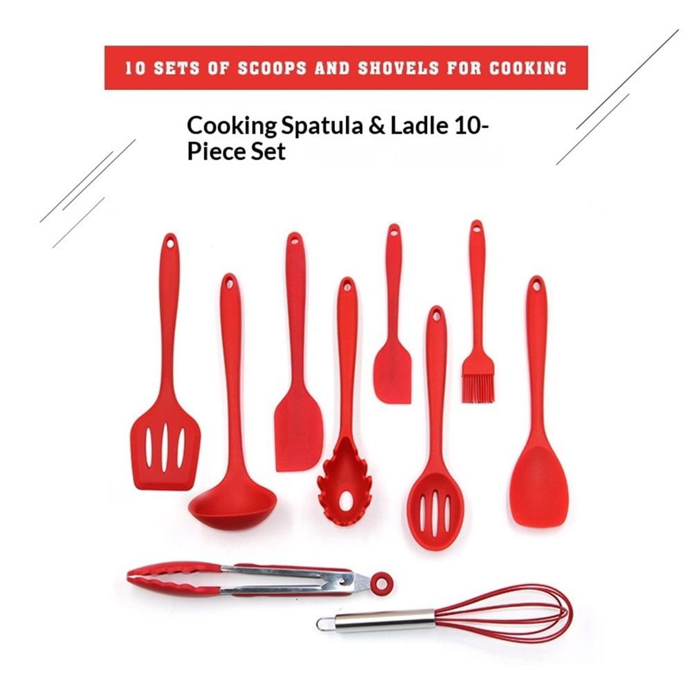 Kitchen Utensil Set - 10 Cooking Utensils - Colorful Silicone Kitchen Utensils - Nonstick Cookware with Spatula Set - Colored Best Kitchen Tools Kitchen Gadgets - Image 4