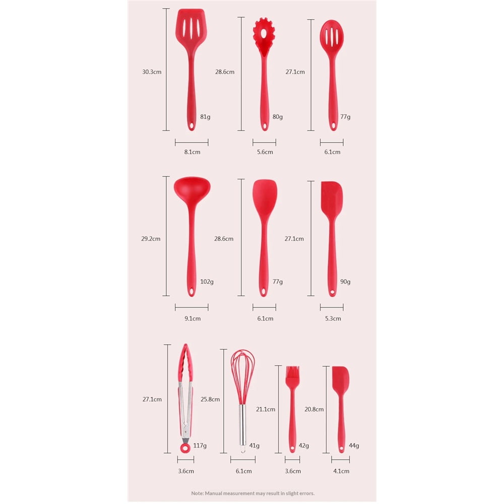 Kitchen Utensil Set - 10 Cooking Utensils - Colorful Silicone Kitchen Utensils - Nonstick Cookware with Spatula Set - Colored Best Kitchen Tools Kitchen Gadgets - Image 3
