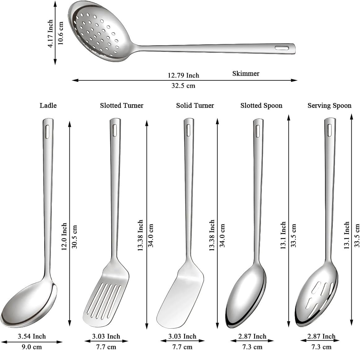 Kitchen Utensils Set 6 count, Stainless Steel Cooking Utensils Set, Heavy Duty Kitchen Tools Spatulas Set, Essentials Kitchen Gadgets Accessories - Image 5