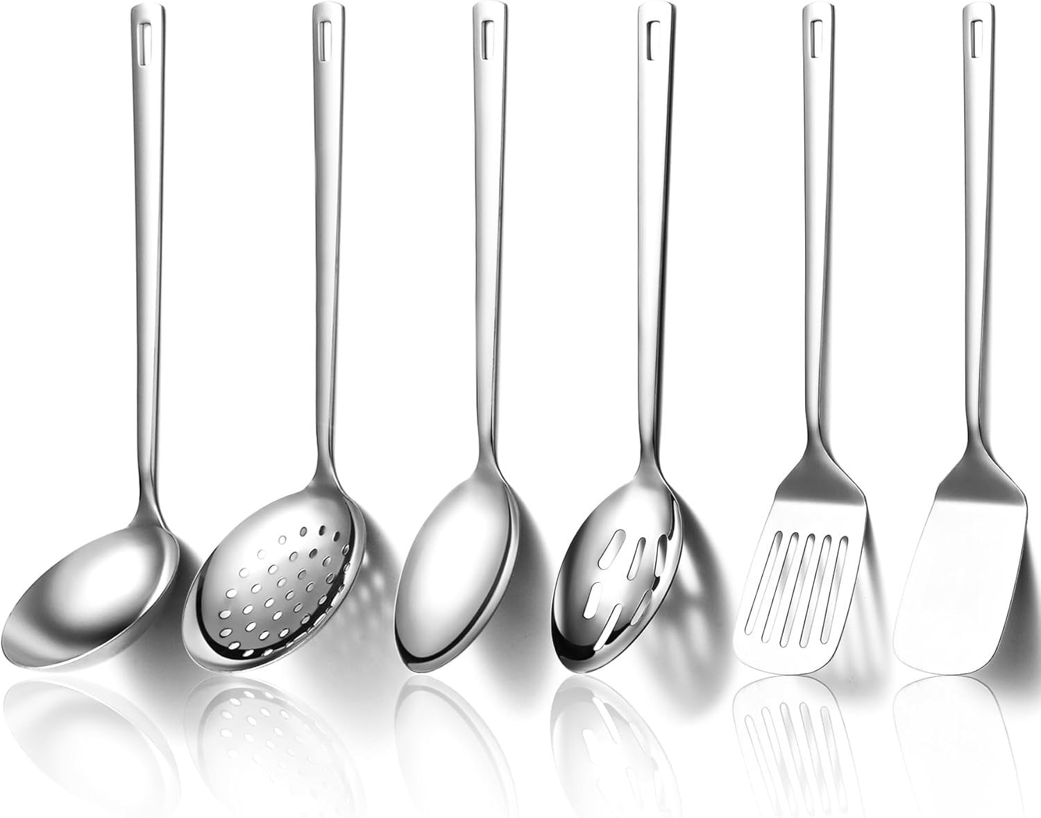 Kitchen Utensils Set 6 count, Stainless Steel Cooking Utensils Set, Heavy Duty Kitchen Tools Spatulas Set, Essentials Kitchen Gadgets Accessories