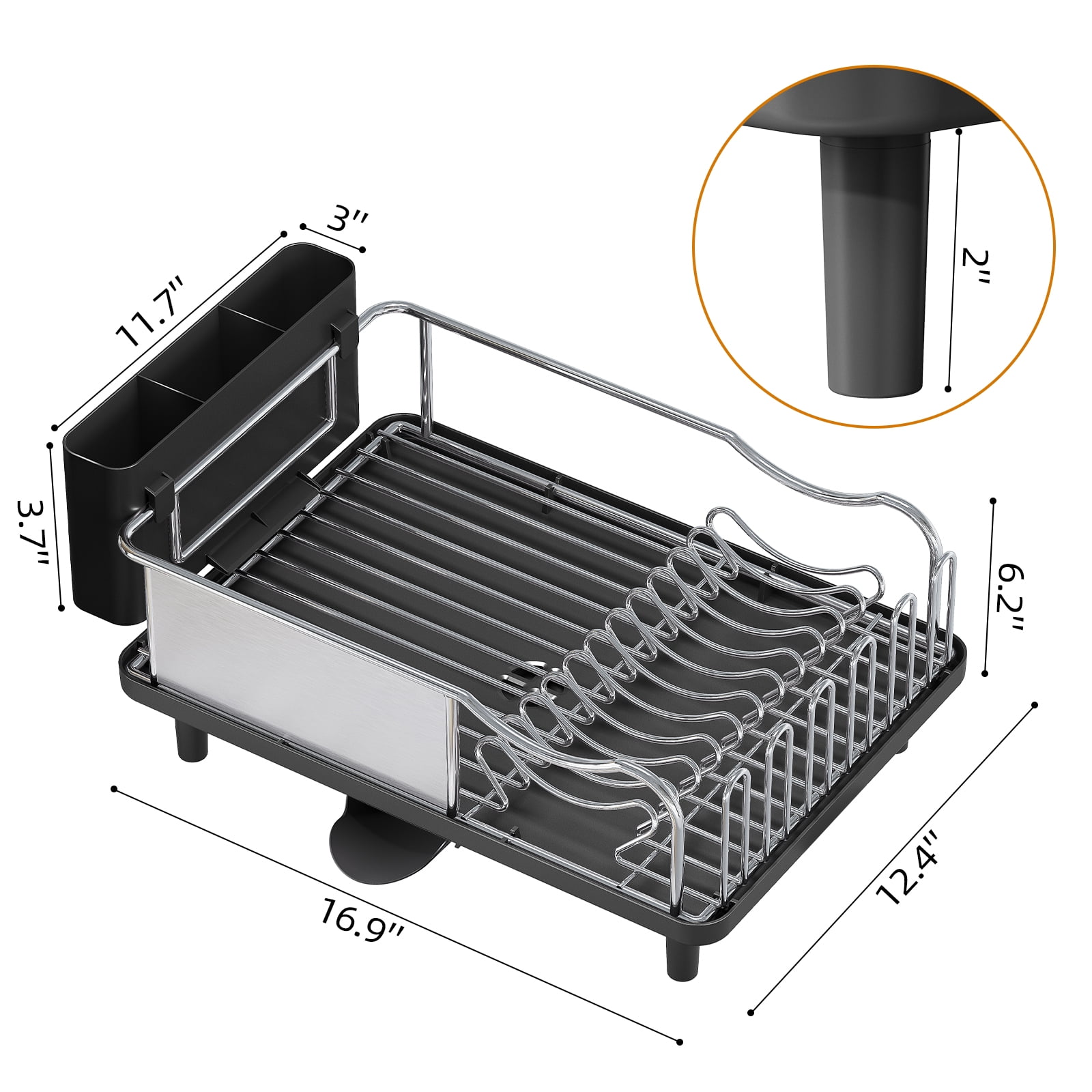 KK KINGRACK Dish Drying Rack, Large Capacity 304 Stainless Steel Dish Rack for Kitchen, Black - Image 2