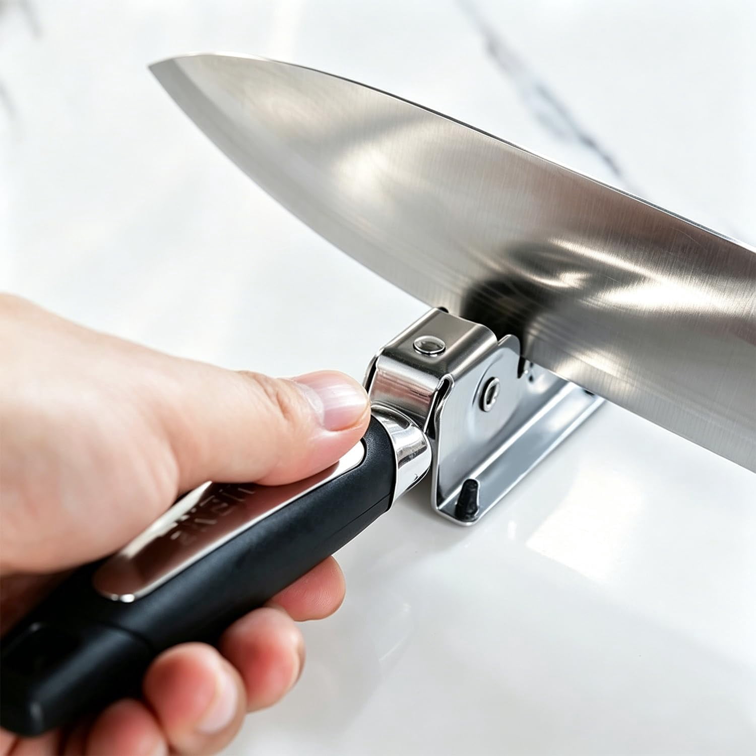 Knife Sharpener, Kitchen Knife Sharpeners,Rotating Steel Wheel Sharpening Discs,Manual Knife Sharpening Tool for Kitchen,Home - Image 2