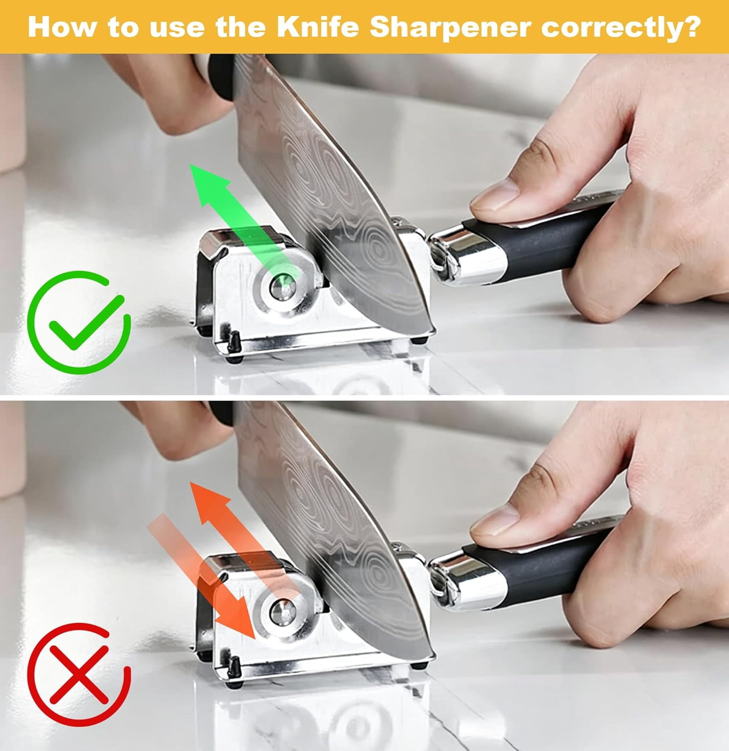 Knife Sharpener, Kitchen Knife Sharpeners,Rotating Steel Wheel Sharpening Discs,Manual Knife Sharpening Tool for Kitchen,Home - Image 4