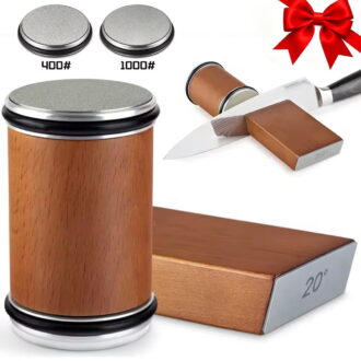 Knife Sharpener Set Rolling Tumbler Sharpening Stone Kit,2-Angle Double Diamond 400 1000 Discs Kitchen Sharpening System for Steel Knives and Scissor