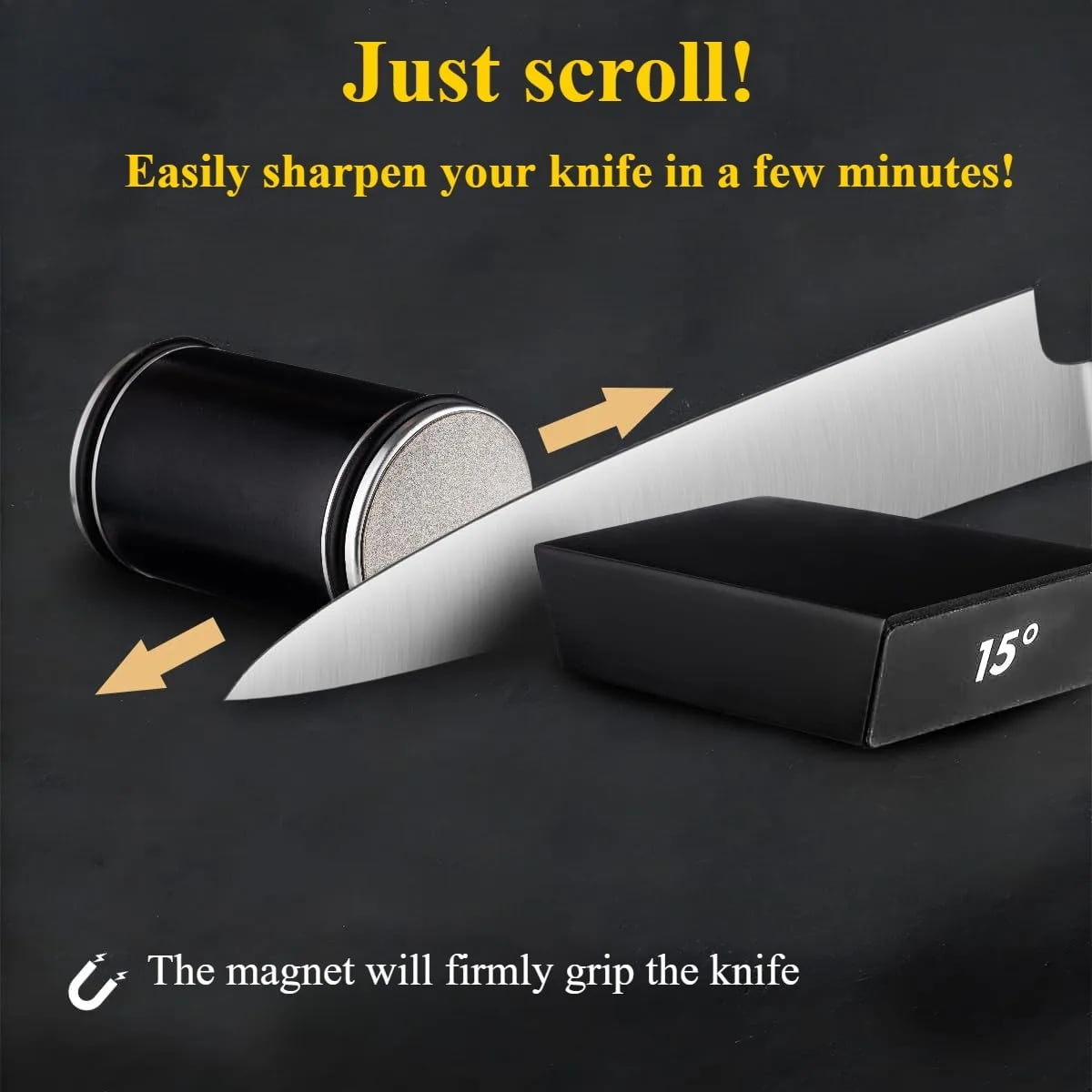 Diamond Knife Sharpene Kit Tumbler Rolling Sharpener 15 & 20 Angles Magnetic Base Double Side #1000/#400 Dics for Steel Butcher Knife Knife Sharpener System - Image 4