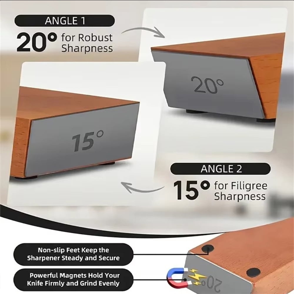 Rolling Knife Sharpener Kit Magnetic Angles and #1000/#400 Diamond Sharpening Stone Manual Roller Kitchen System with Finger Guard and Glove,Giftbox - Image 2