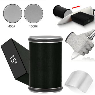 Knife Sharpener Set Rolling Tumbler Sharpening Stone Kit,2-Angle Double Diamond 400 1000 Discs Kitchen Sharpening System for Steel Knives and Scissor