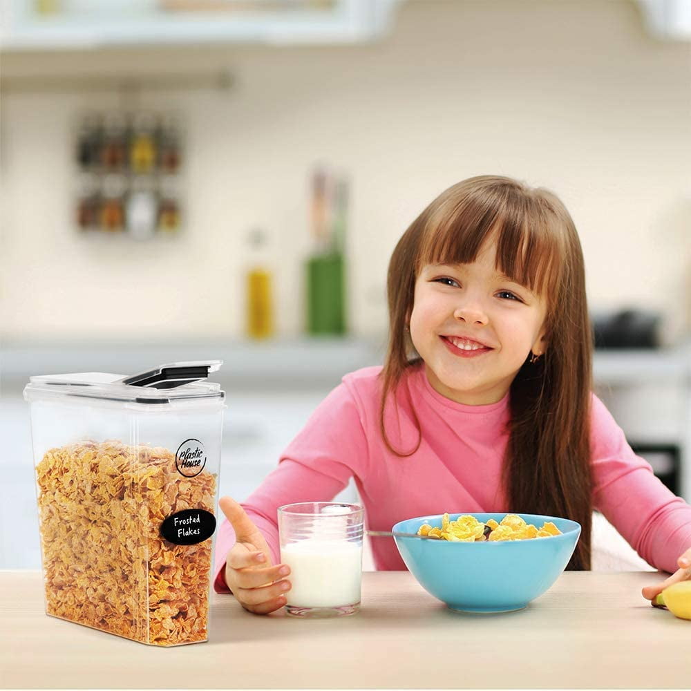 Kosbon Large Cereal Containers Storage Set, 4 Packs Dispenser Approx. 4L Fits Full Standard Size Cereal Box, Airtight Cereal Container Set, Large Plastic Storage Container - Image 4