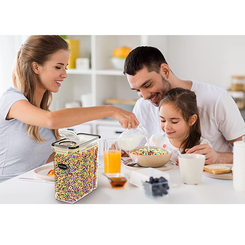 Kosbon Large Cereal Containers Storage Set, 4 Packs Dispenser Approx. 4L Fits Full Standard Size Cereal Box, Airtight Cereal Container Set, Large Plastic Storage Container - Image 5