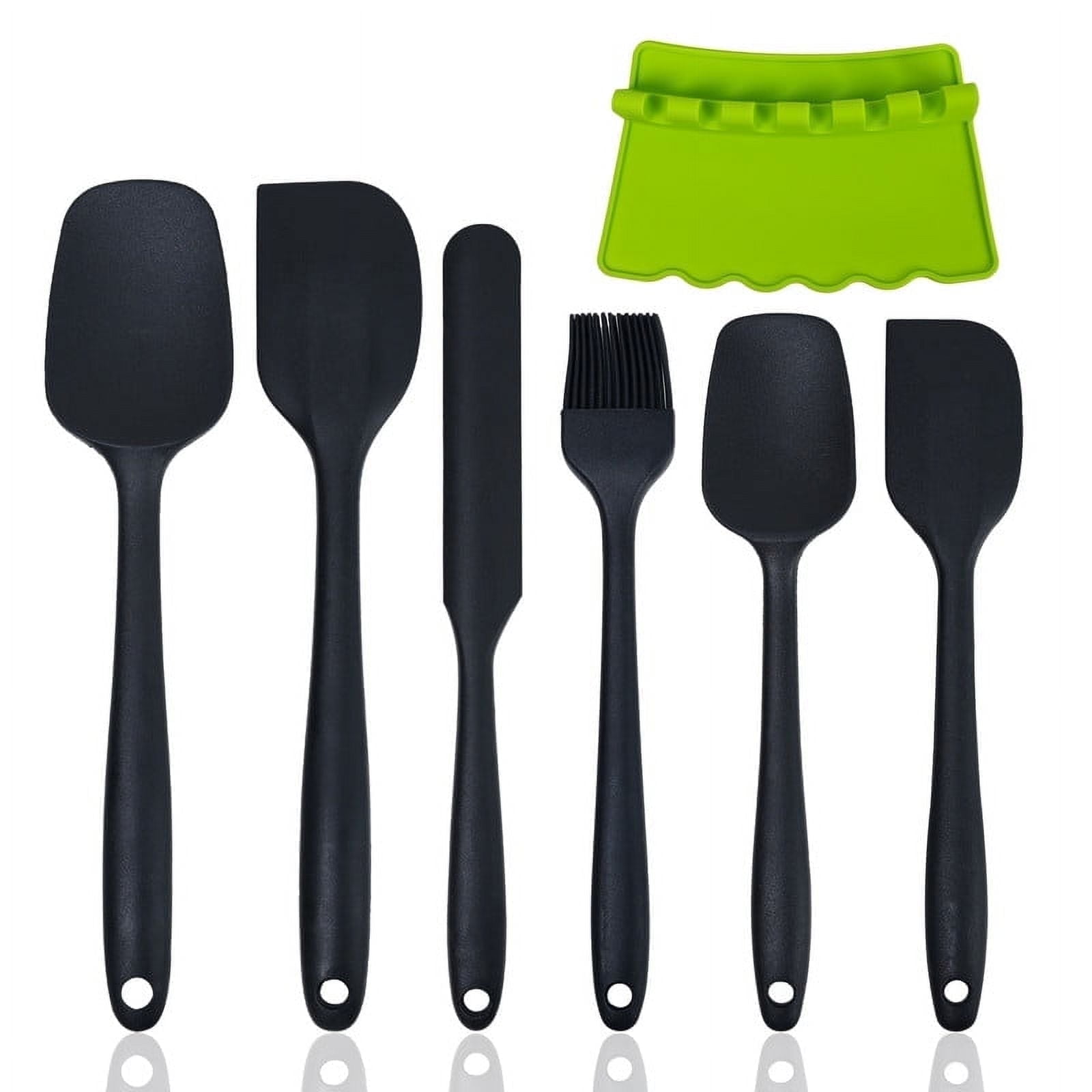 KSENDALO Silicone Spatula with Rest Holder Set of 7, Heat Resistant BPA-Free Food Safe Kitchen Baking Utensils, One Piece - Image 3