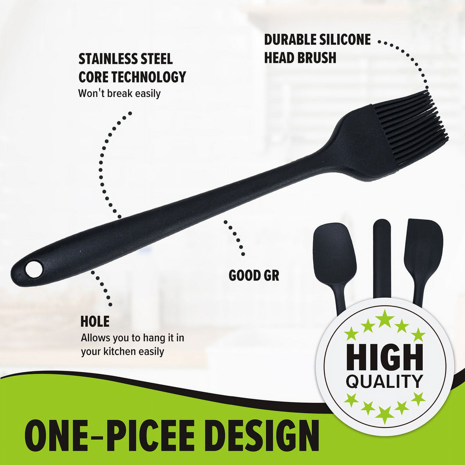 KSENDALO Silicone Spatula with Rest Holder Set of 7, Heat Resistant BPA-Free Food Safe Kitchen Baking Utensils, One Piece - Image 4