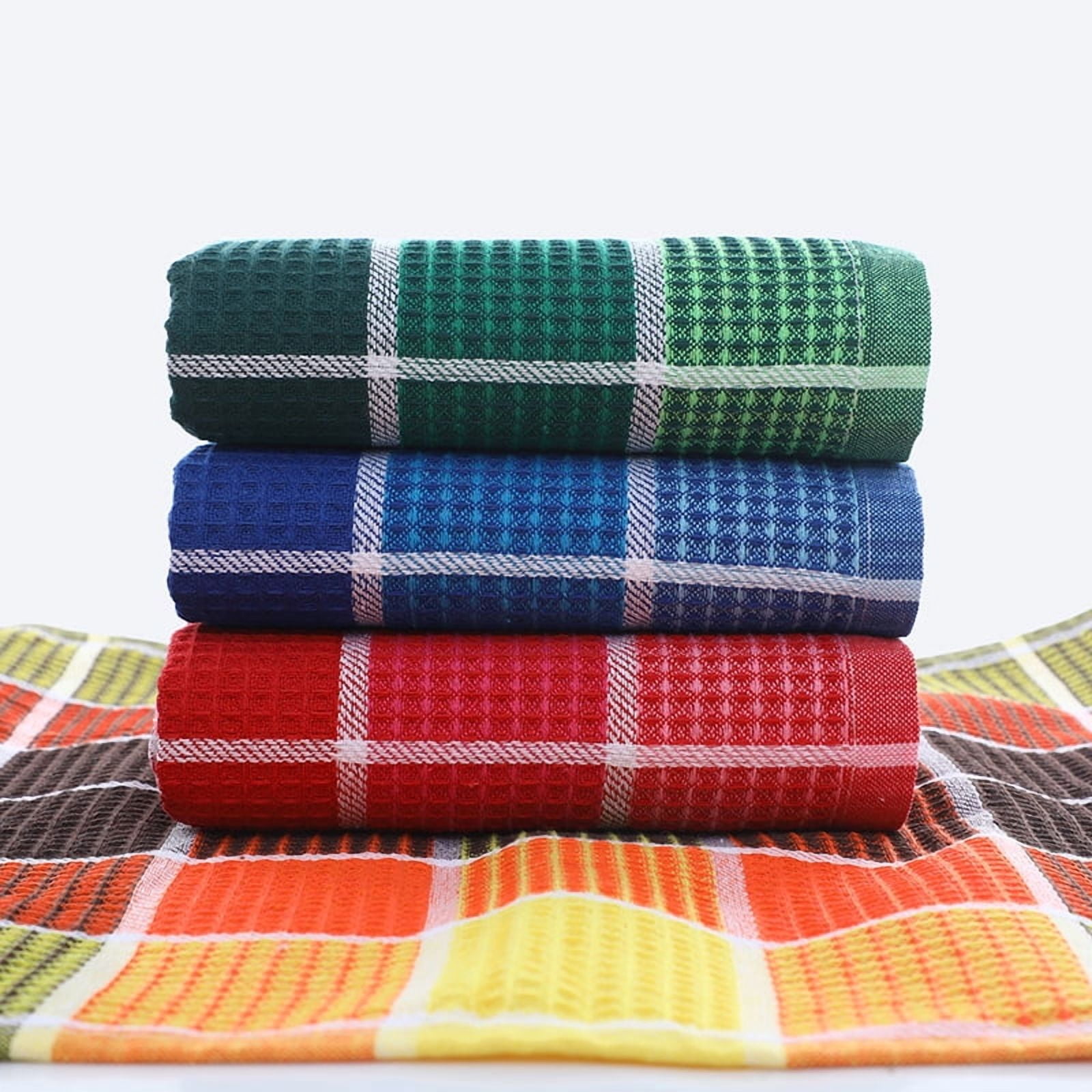 Large Kitchen Towels, 4-Pack, 16 Inch x 26 Inch Buffalo Check Dish Towels for Washing Drying Dishes, Colorful Waffle Design Tea Towels Bar Towels - Image 3