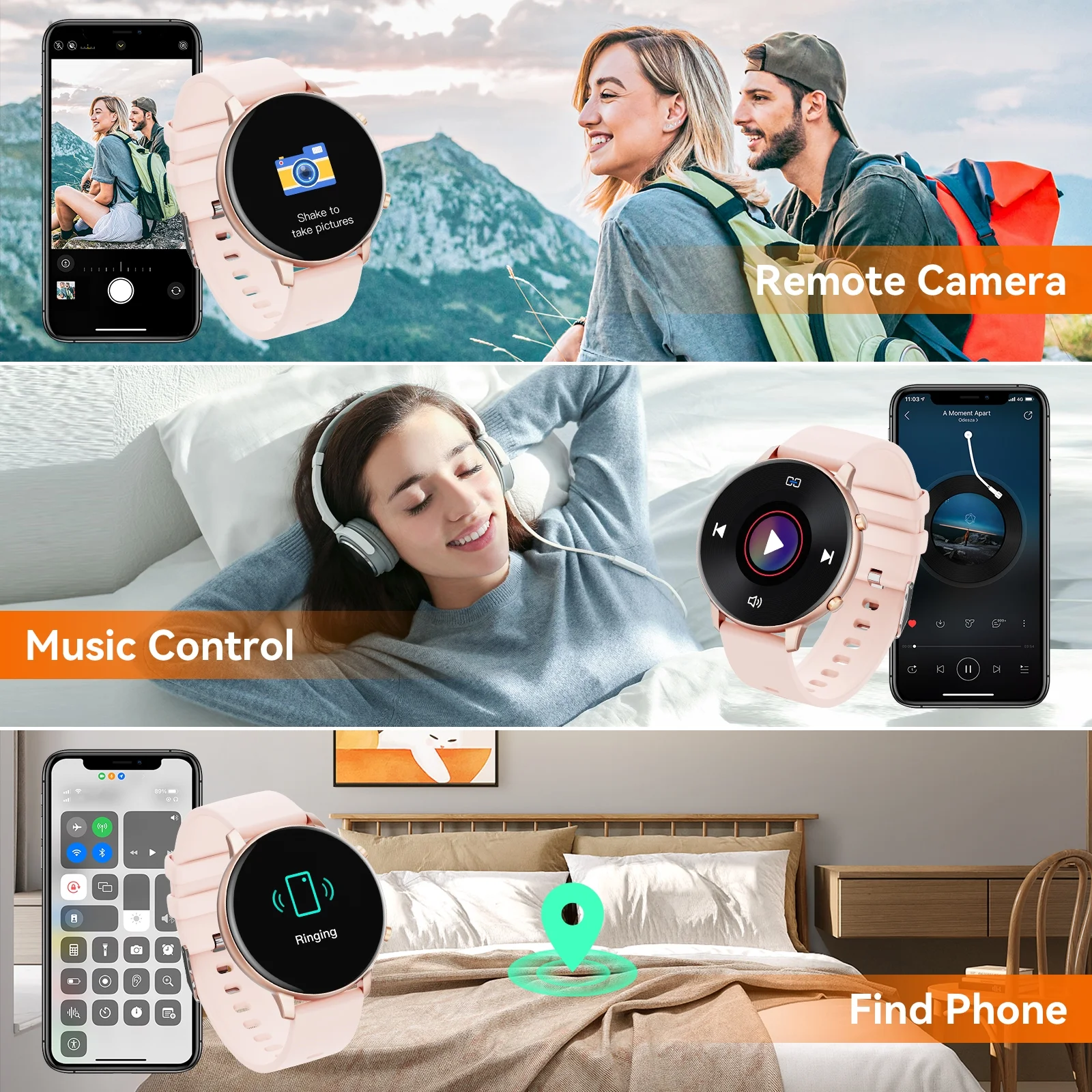 LBSAU Smart Watch Compatible with Android and iPhone, 1.83" HD Touchscreen, Answer/Make Calls/100+ Sports Modes/Message Reminder, IP68 Waterproof - Image 2