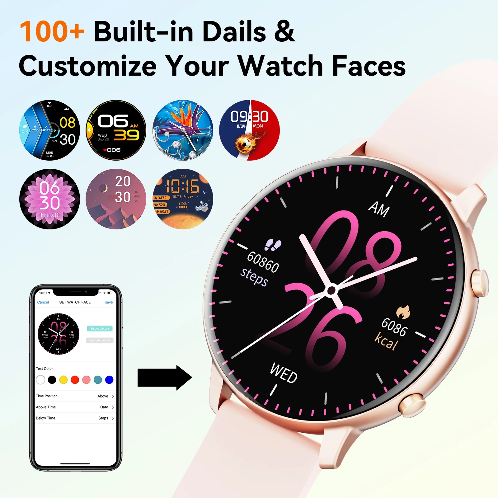 LBSAU Smart Watch Compatible with Android and iPhone, 1.83" HD Touchscreen, Answer/Make Calls/100+ Sports Modes/Message Reminder, IP68 Waterproof - Image 4