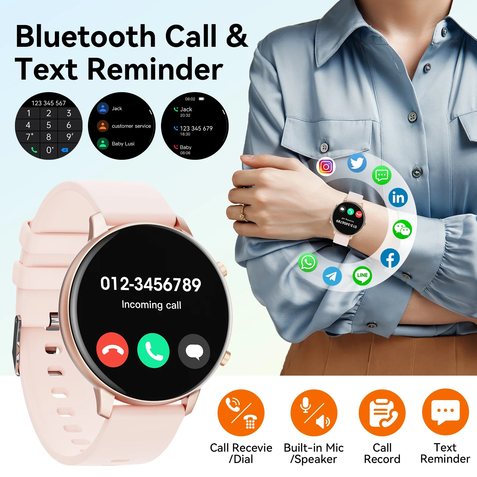 LBSAU Smart Watch Compatible with Android and iPhone, 1.83" HD Touchscreen, Answer/Make Calls/100+ Sports Modes/Message Reminder, IP68 Waterproof - Image 3