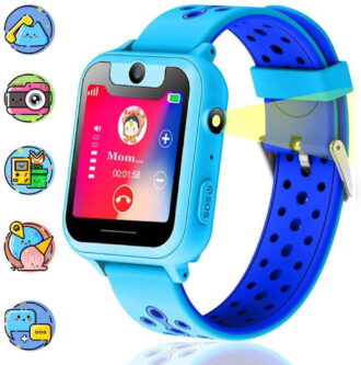 LNGOOR Kids Smartwatch, Kids GPS Tracker Watch Smart Watch Phone for Kids SOS Camera Game Compatible with 2G T-Mobile (Blue)