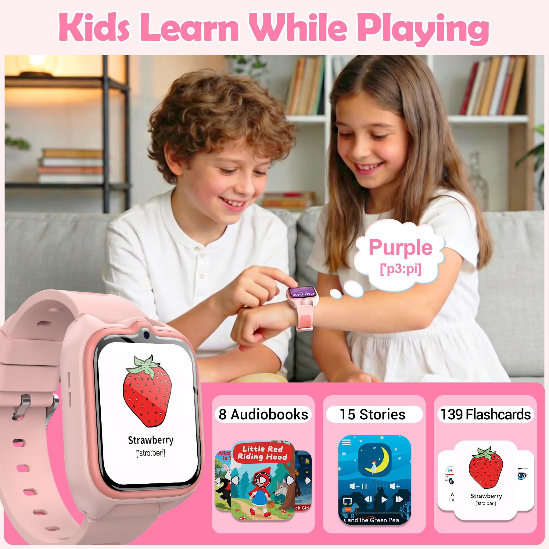 LUOMATE Smart Watch for Kids,1.75" Fitness Tracker kids Step Counter Watch with photograph/Video/Music/Alarm Clock/Flashlight/IP68 Waterproof/Puzzle Games for Girls Boys - Image 4