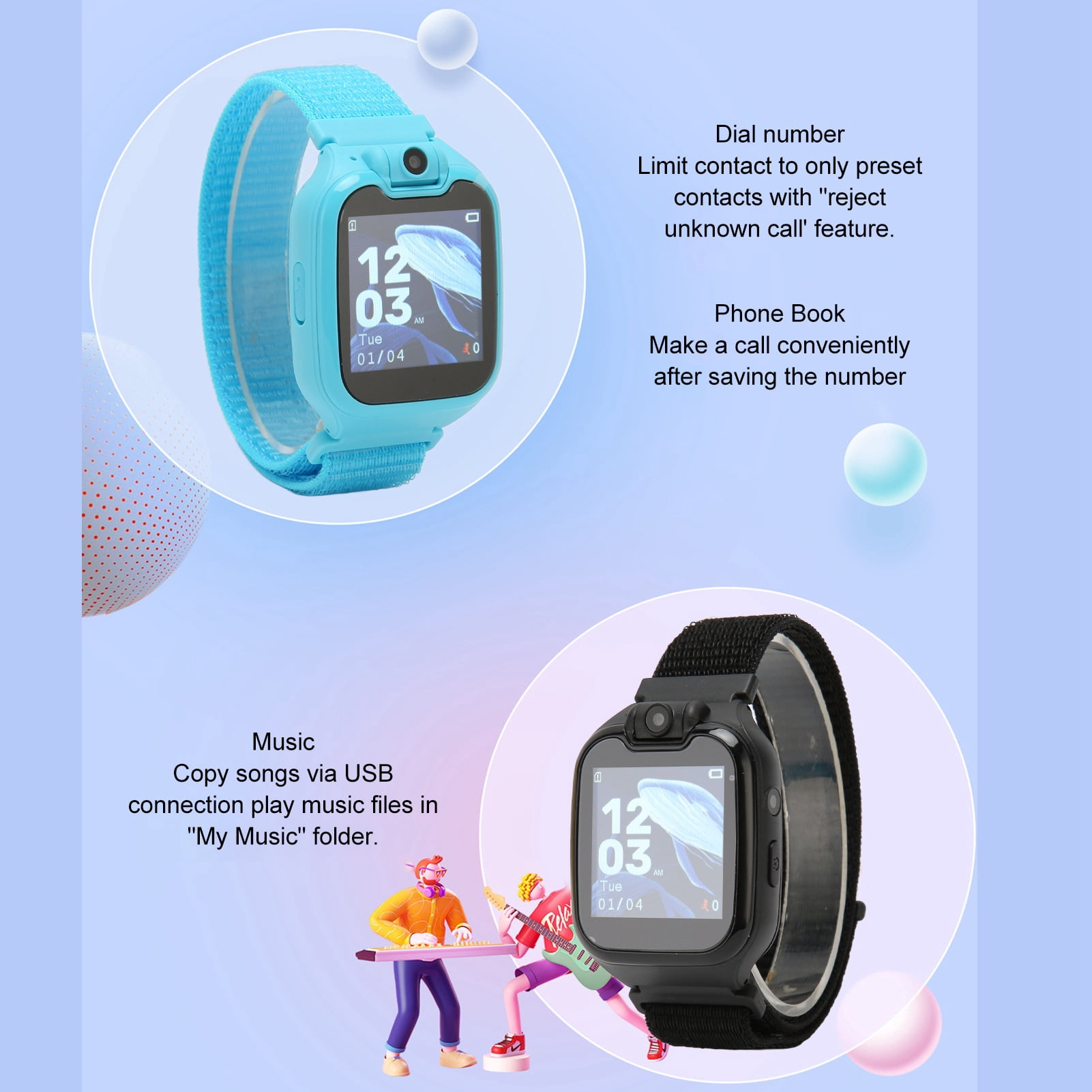M Buder G9 2G GSM Kids Cell Phone Smart Watch, 1.54 inches / 3.9 cm Touch Screen, SOS Alarm, Camera, Games, Classroom Mode, Blue - Image 5
