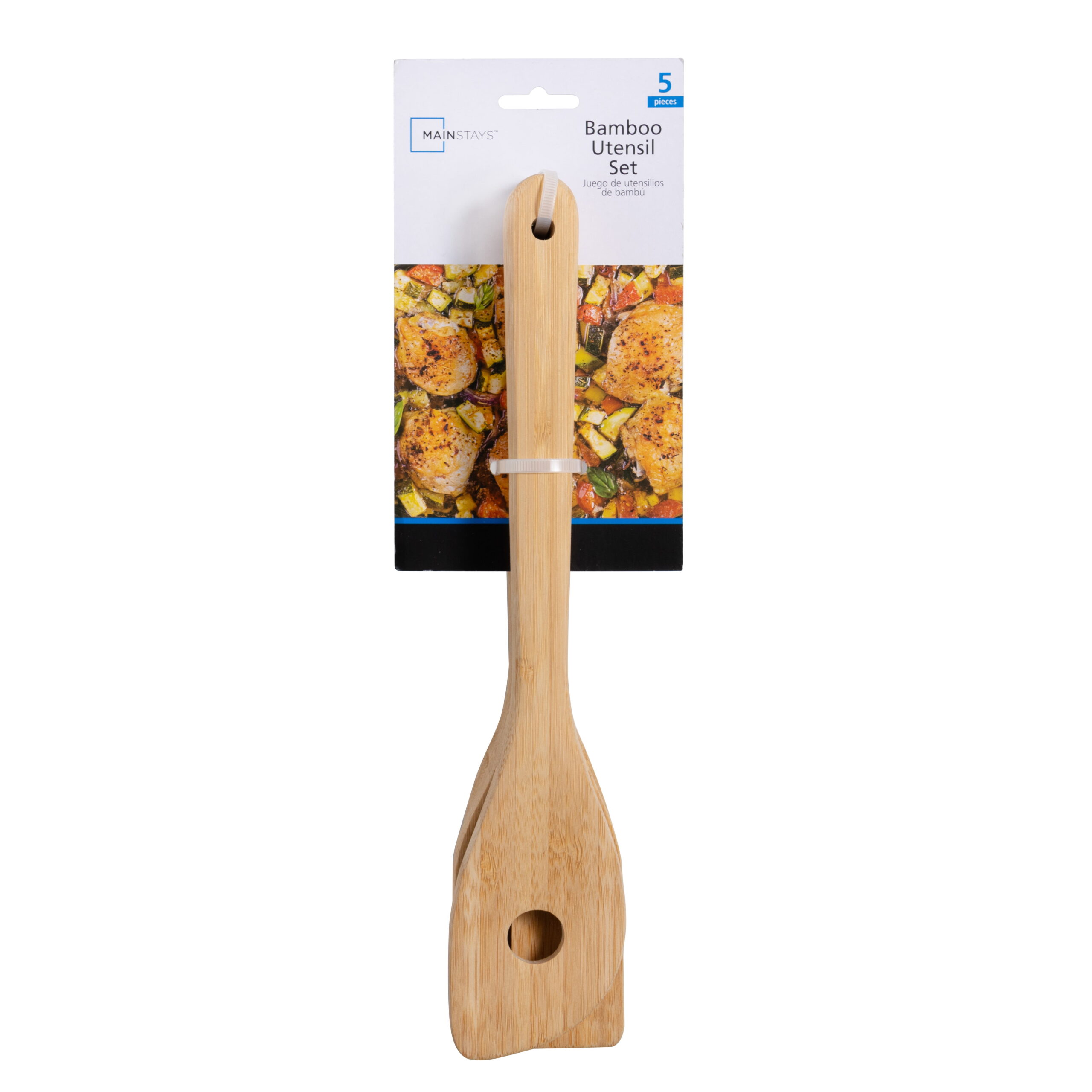 Mainstays 5pk Bamboo Spoons for Cooking, Kitchen Essential Tools Set - Image 4