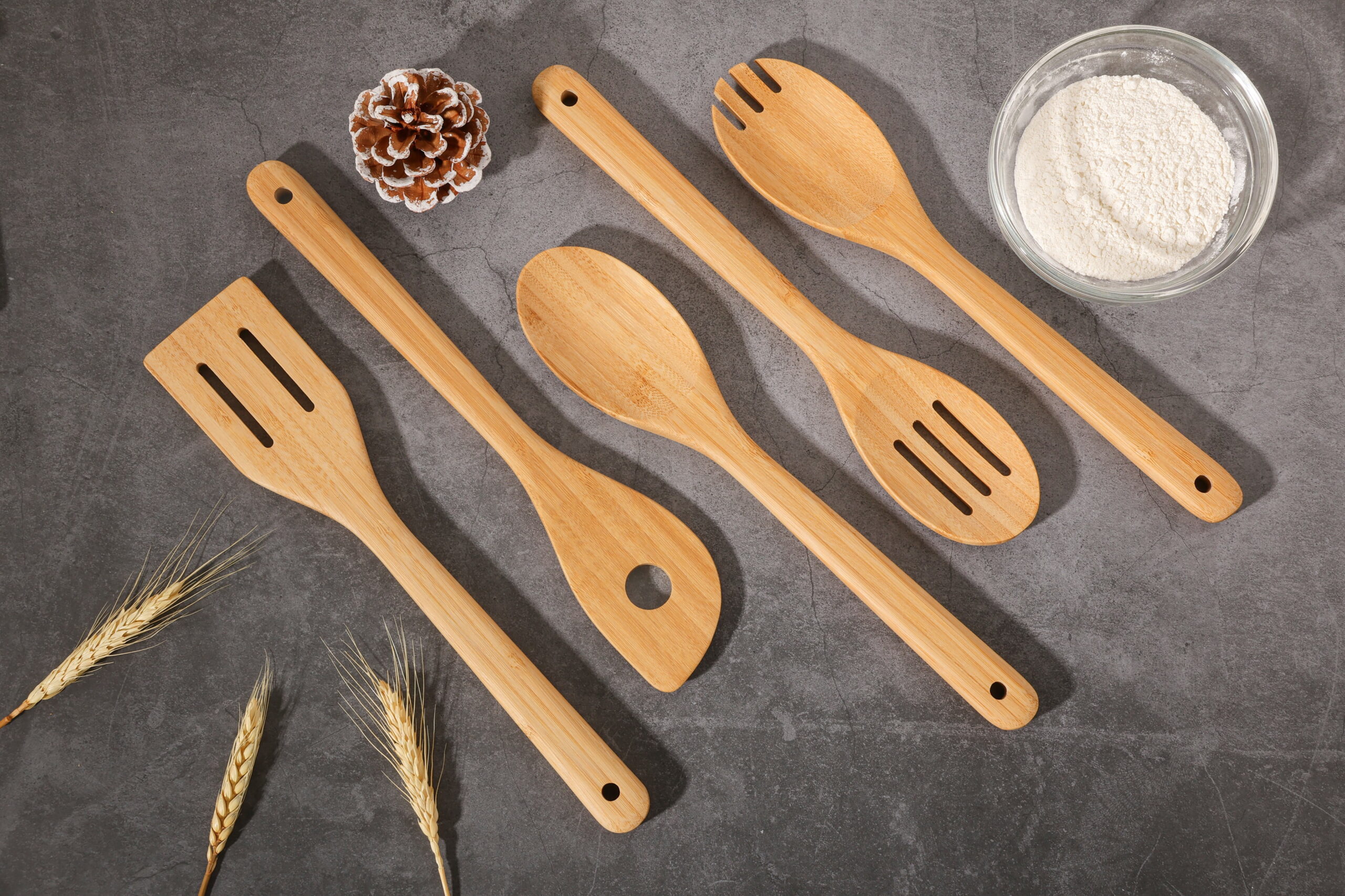 Mainstays 5pk Bamboo Spoons for Cooking, Kitchen Essential Tools Set - Image 3