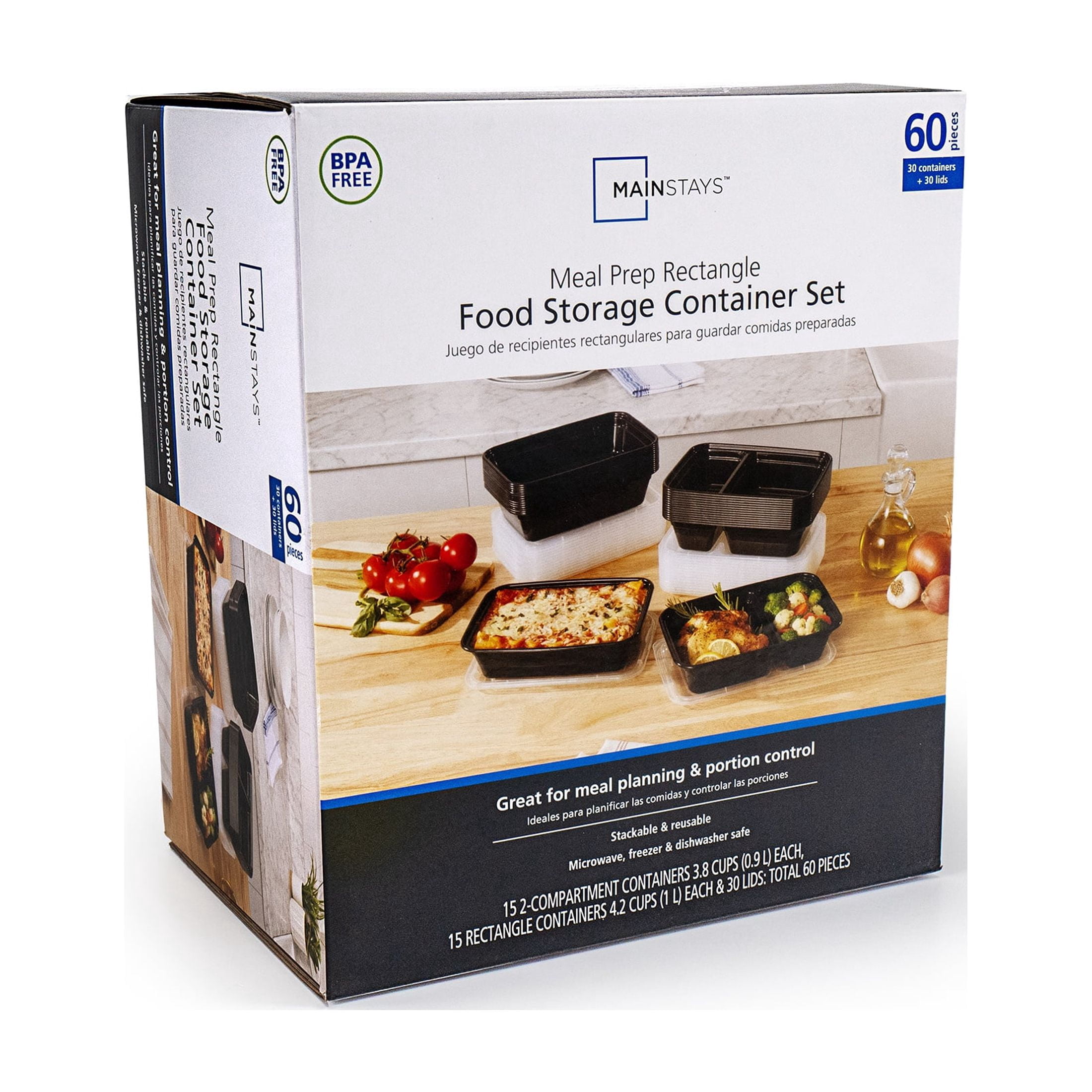 Mainstays 60-Piece Meal Prep Container Set with BPA-Free Lids in Two Sizes - Image 4