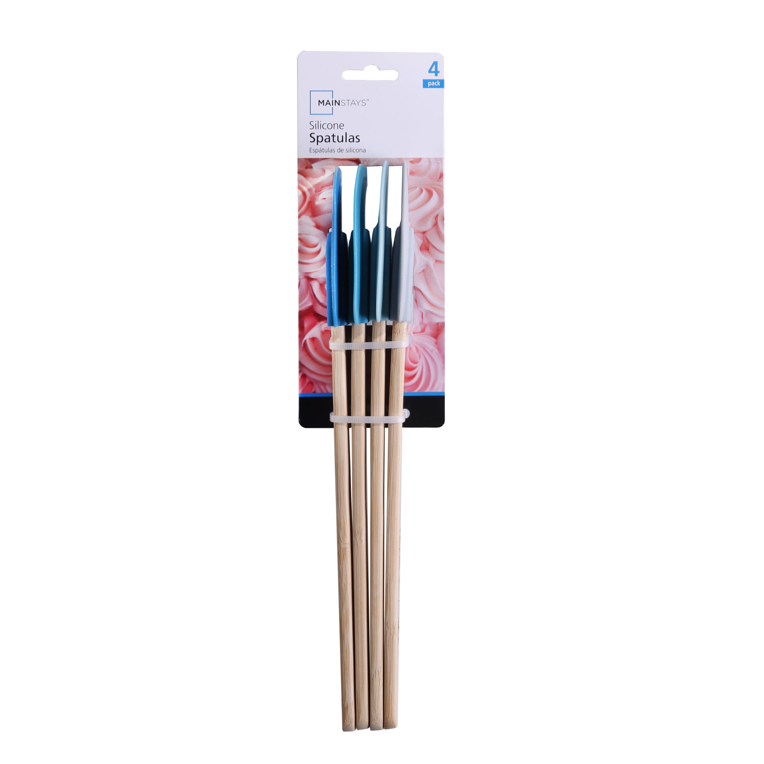 Mainstays Colorful Silicone Spatulas Set 4 with Bamboo Handles, Blue - Image 5