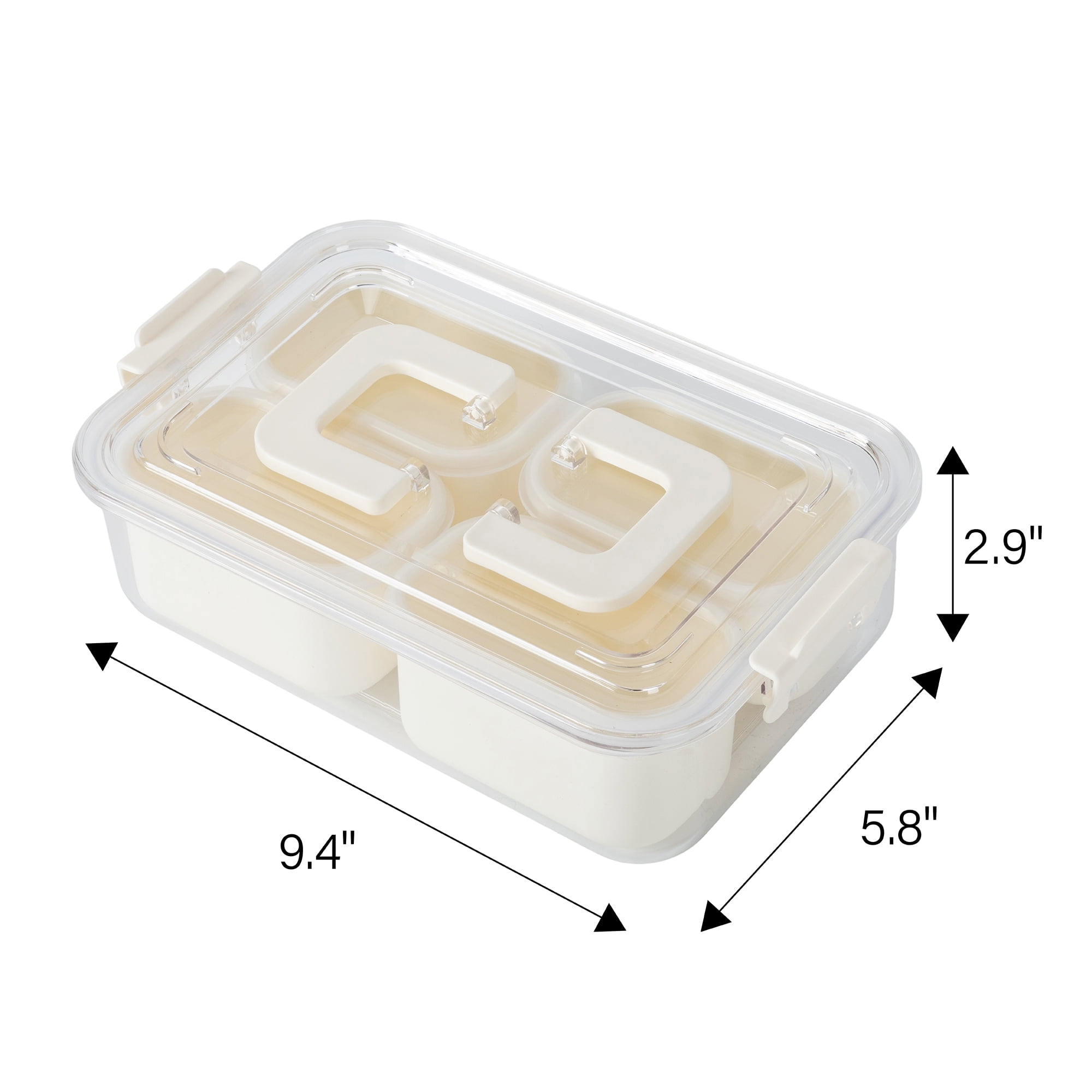 Mainstays Snackle Box, Lunch & Snack Container with lids, Plastic, Mini, 4 Compartment , White, Made for Portable Food Storage - Image 4